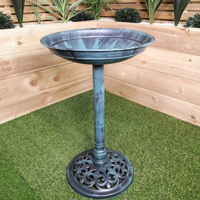 40cm Resin Bird Bath Outdoor Garden Feature – Verdi Green Weatherproof
