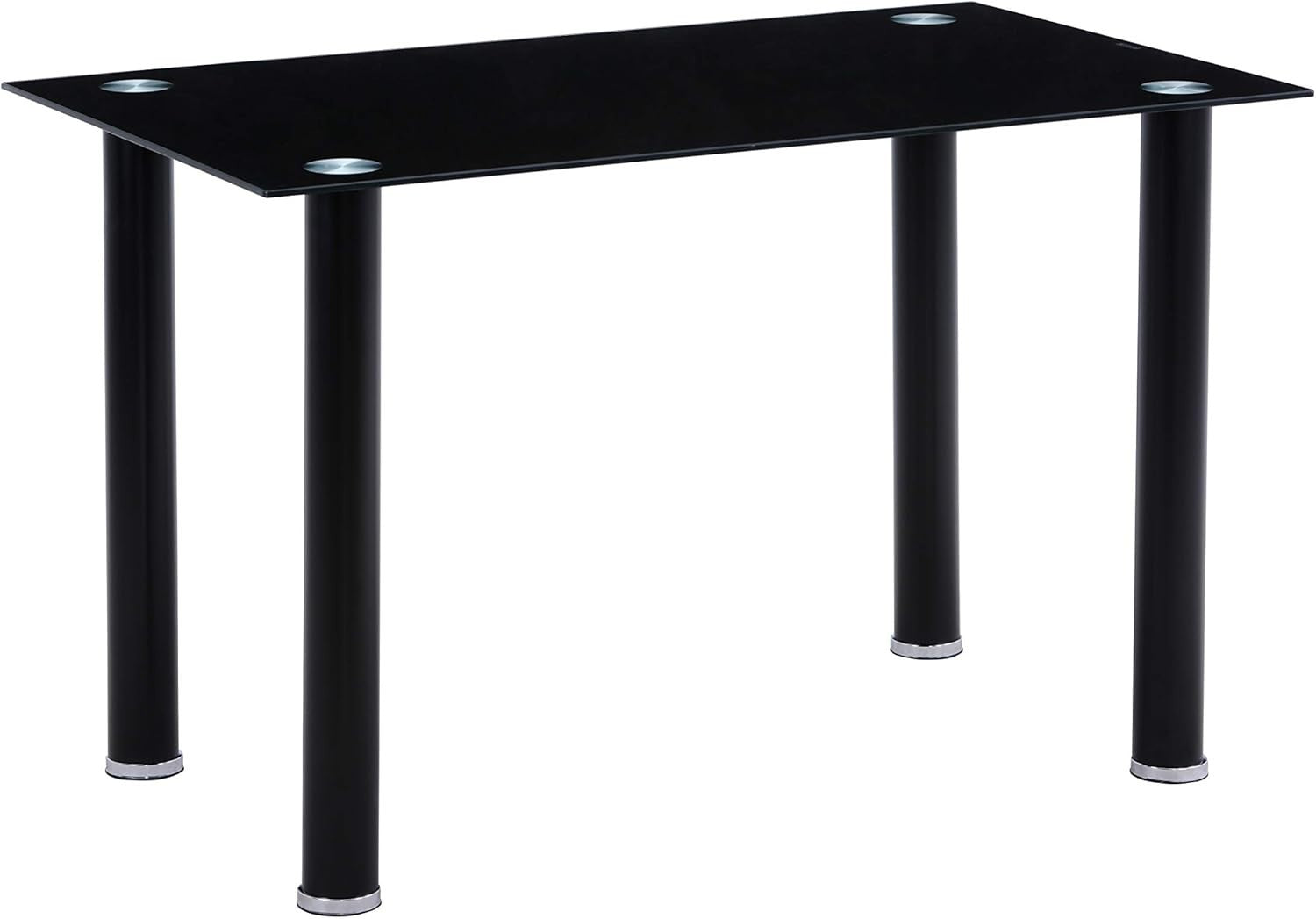 Modern Black Glass Dining Table Rectangle 120x70x75cm 4-Seater