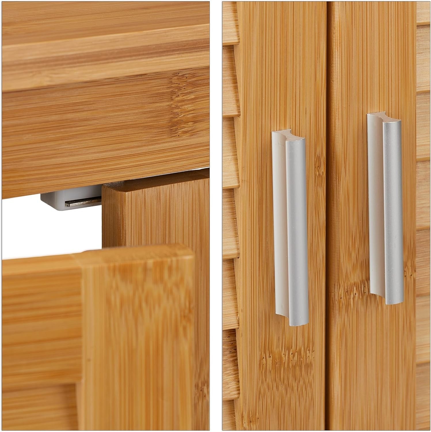Natural Bamboo Under Sink Bathroom Cabinet – 2 Door Storage Unit 60x67cm
