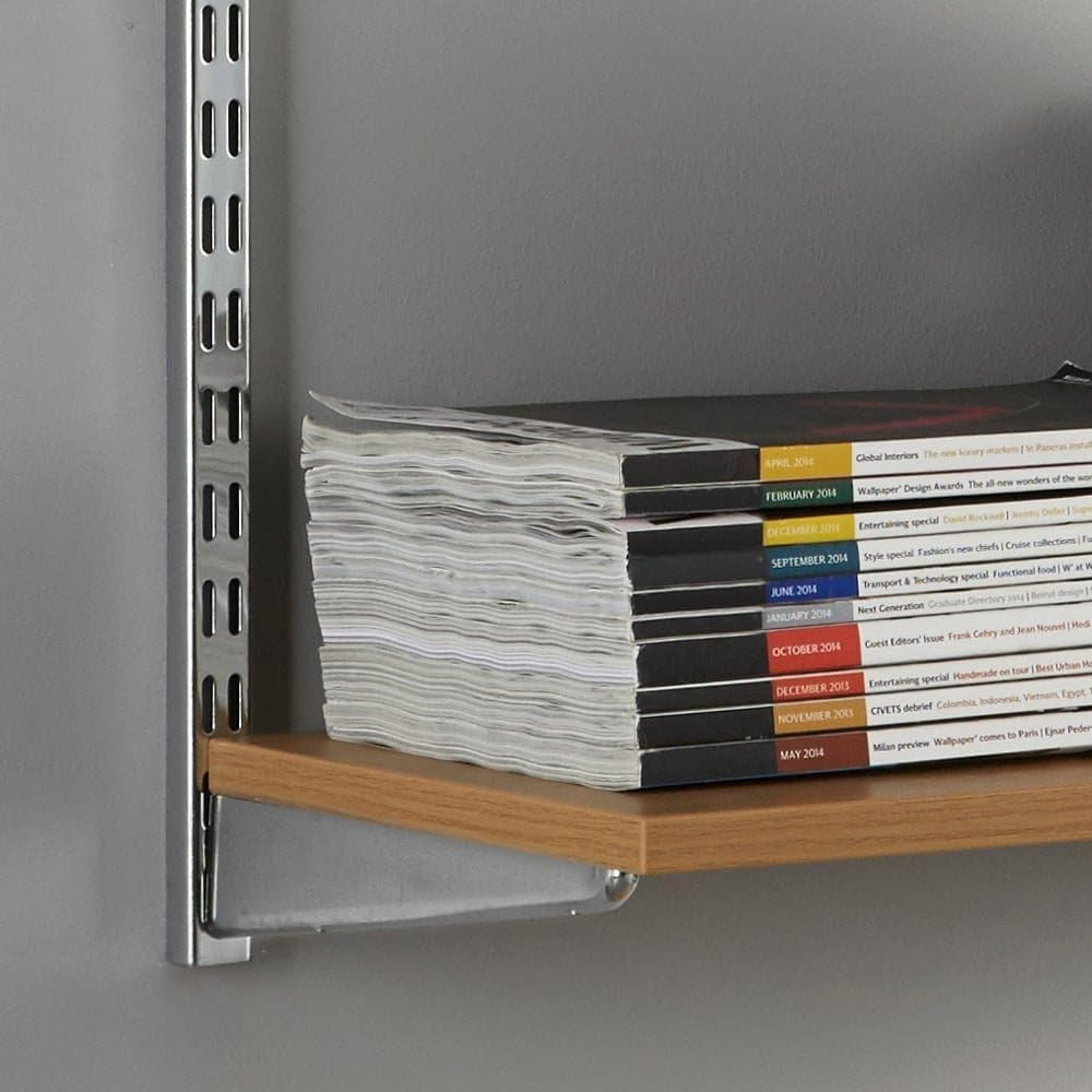 Adjustable Wall Shelf 3-Tier Chrome & Wood 31.6D x 90W x 100H cm