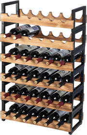 Industrial 6-Tier Wine Rack | Metal & Wood Freestanding Storage for 36 Bottles