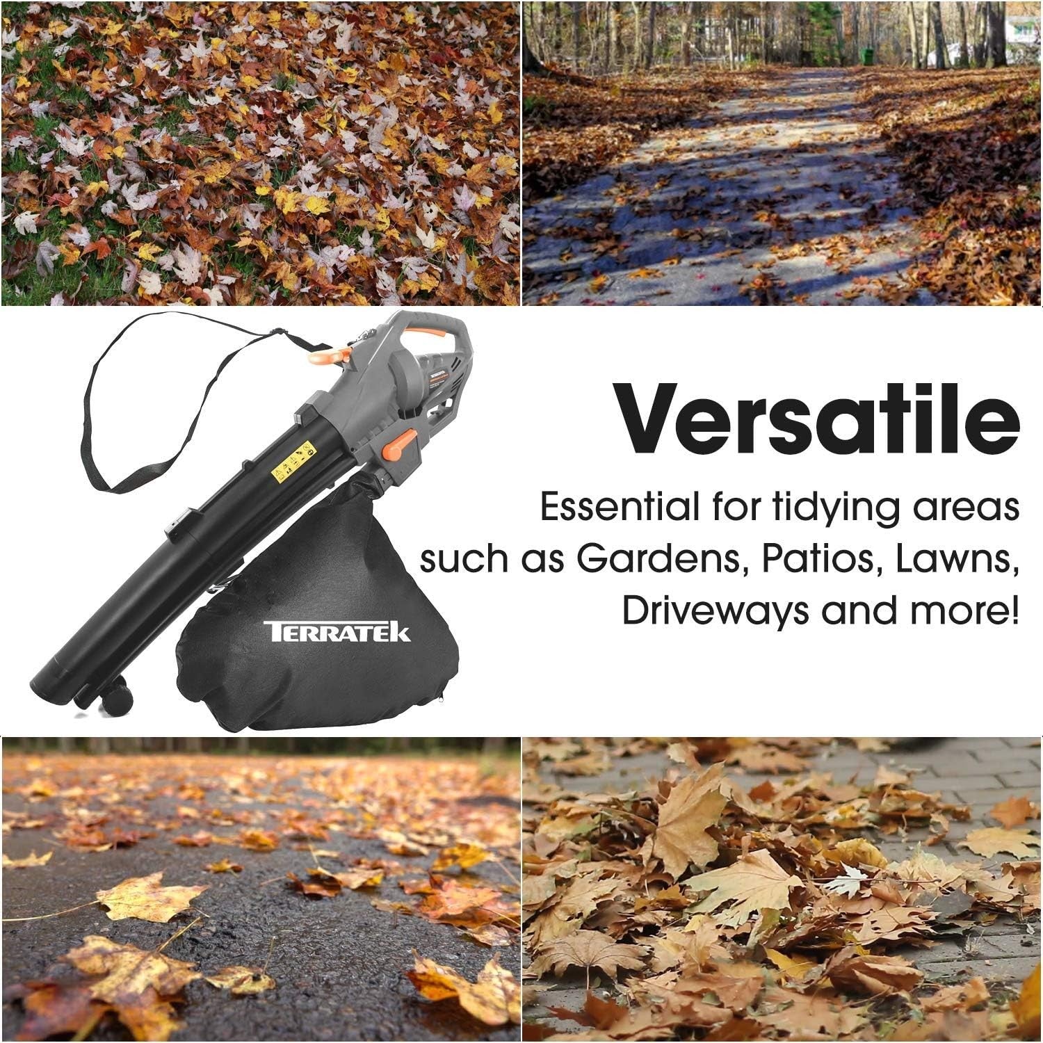 Electric Leaf Blower Vacuum 3000W 3-in-1 Mulcher 35L Bag Wheels