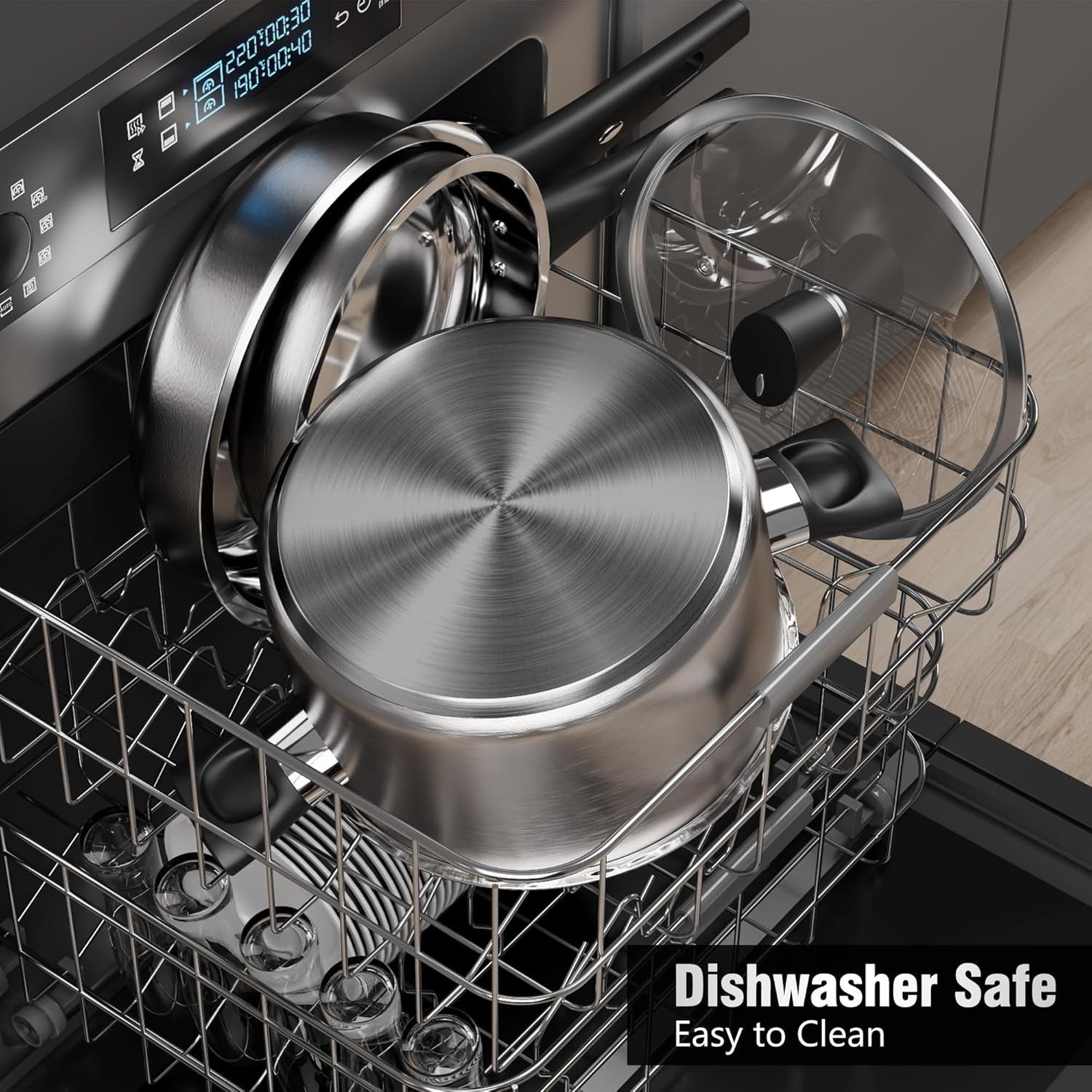14Pcs Stainless Steel Cookware Set with Steamer &Stay Cool Handle Induction Safe