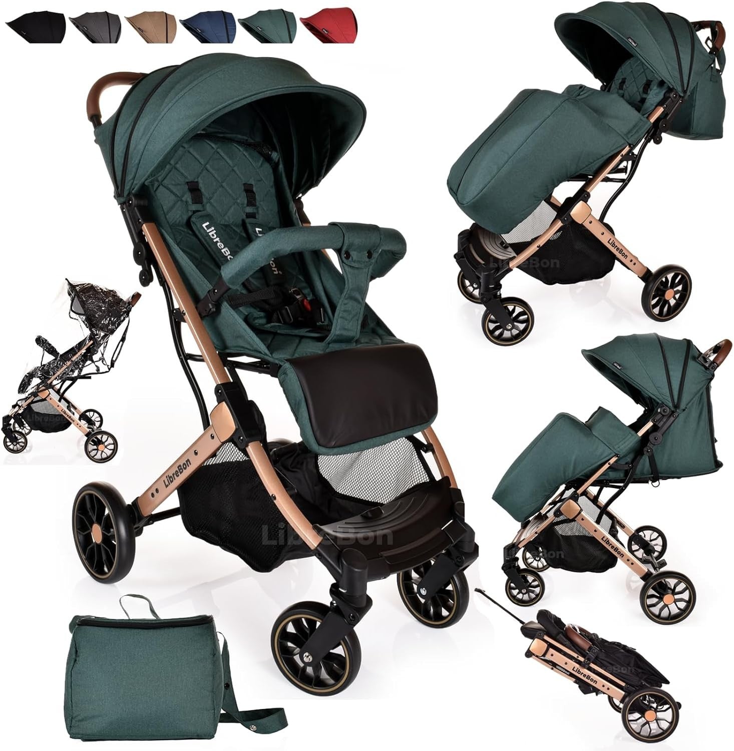 Lightweight Travel Stroller One Hand Fold Compact Buggy Foot Cover Set