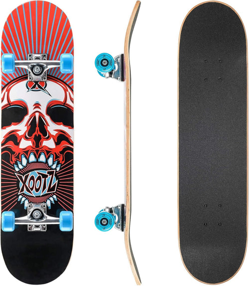 31in Double Kick Beginner Skateboard Maple Deck Red Trick Cruiser