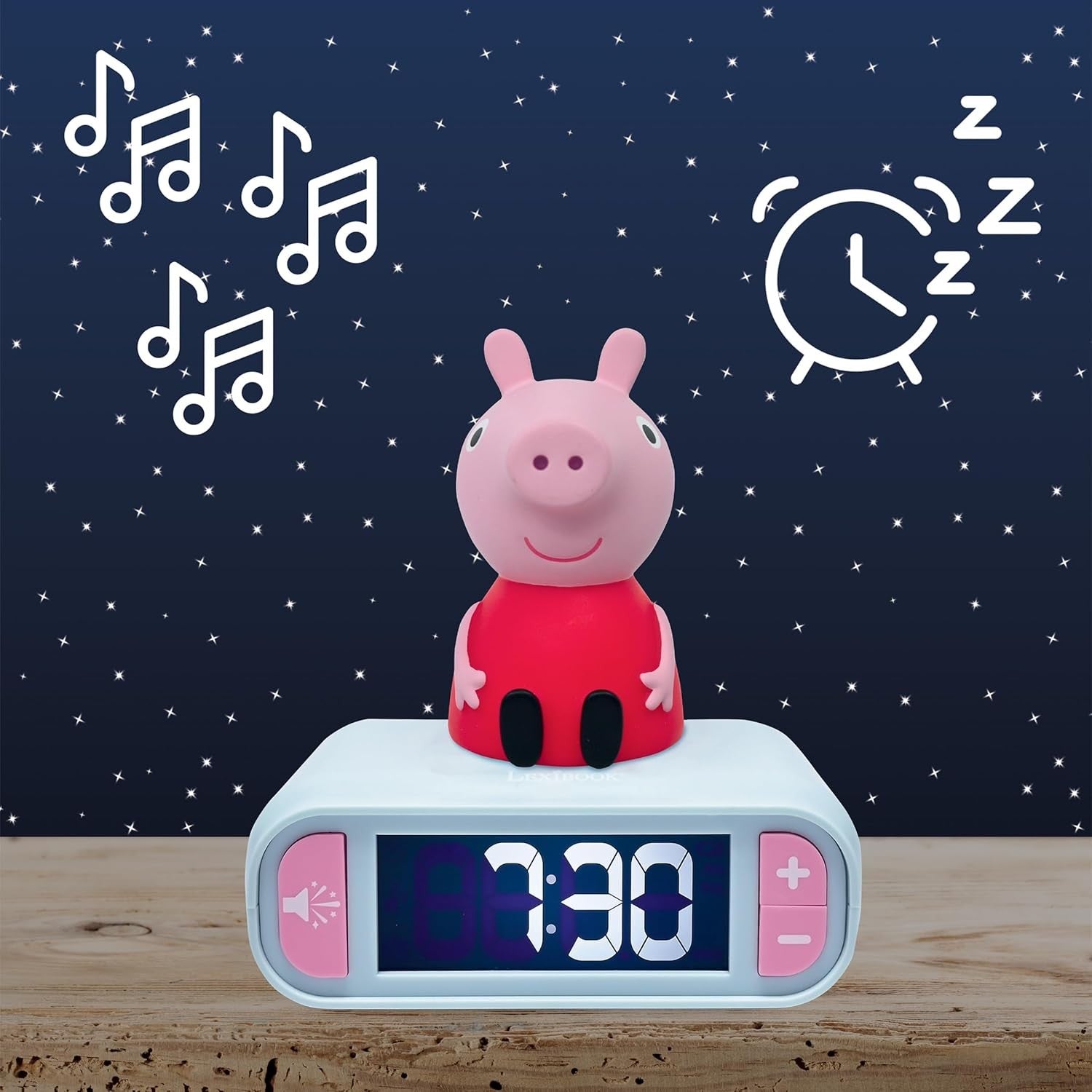 Kids Alarm Clock Night Light LCD Snooze Sound Effects Bed Clock Pink