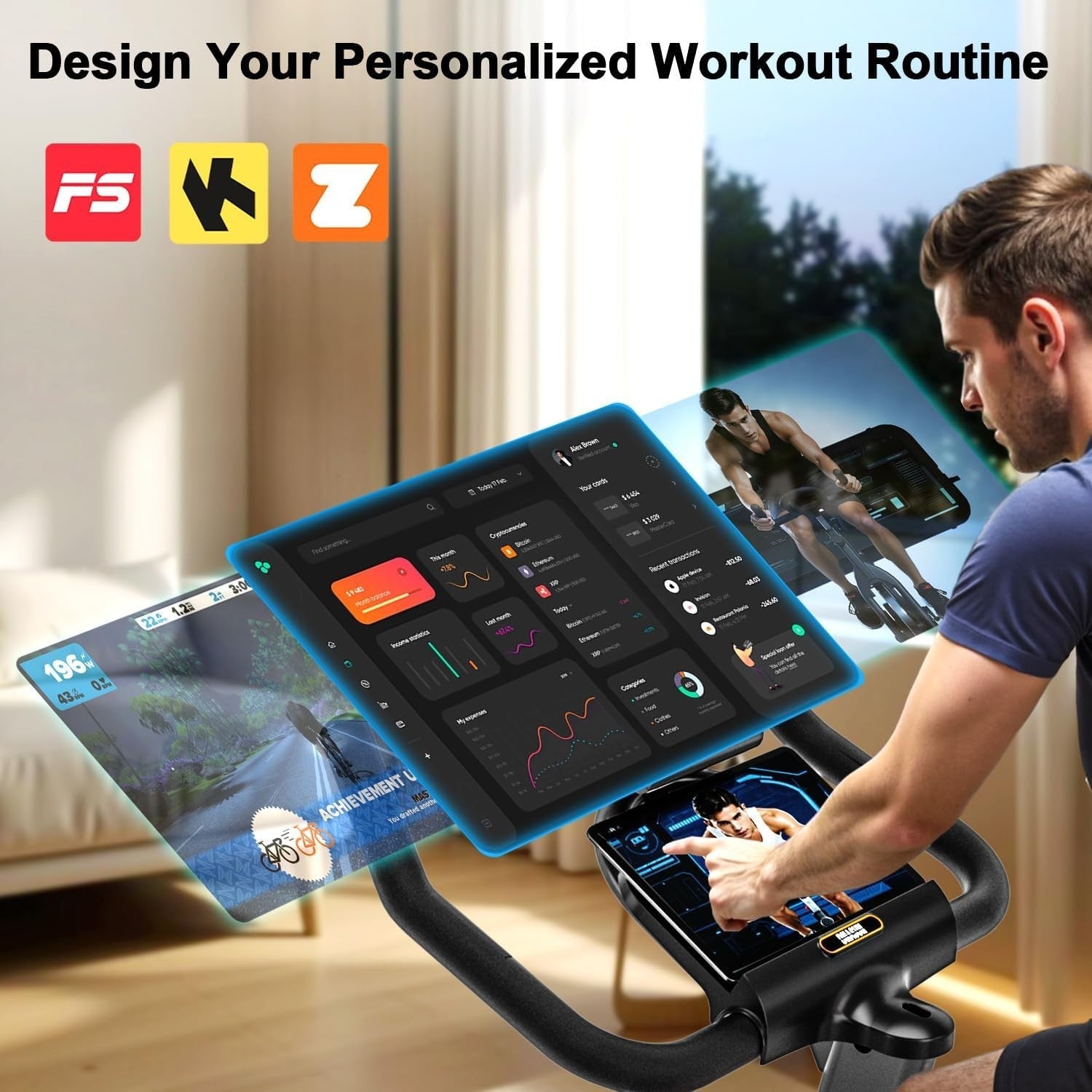 Silent Magnetic Exercise Bike w/ LCD, Tablet Holder, Bands, Rack & 360lb Cap