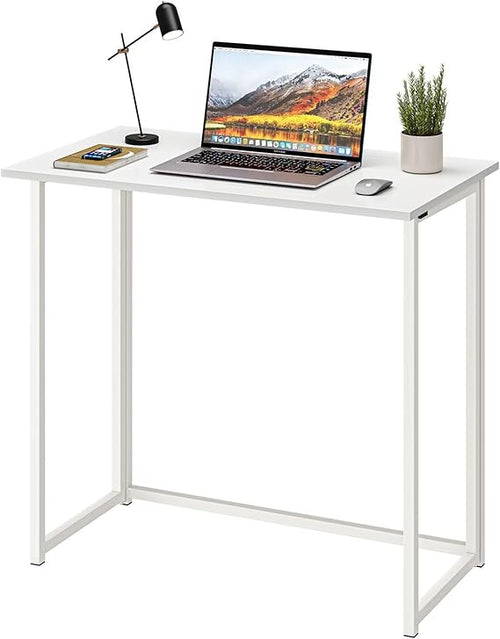 Compact Folding Desk No Assembly White Laptop Table Small Home Office