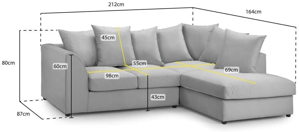 Cream L Shaped 4 Seater Modular Sofa – Space-Saving Right Hand Corner Couch