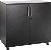 Black Metal Storage Cabinet 75CM with Lockable Doors Office Desk Cupboard