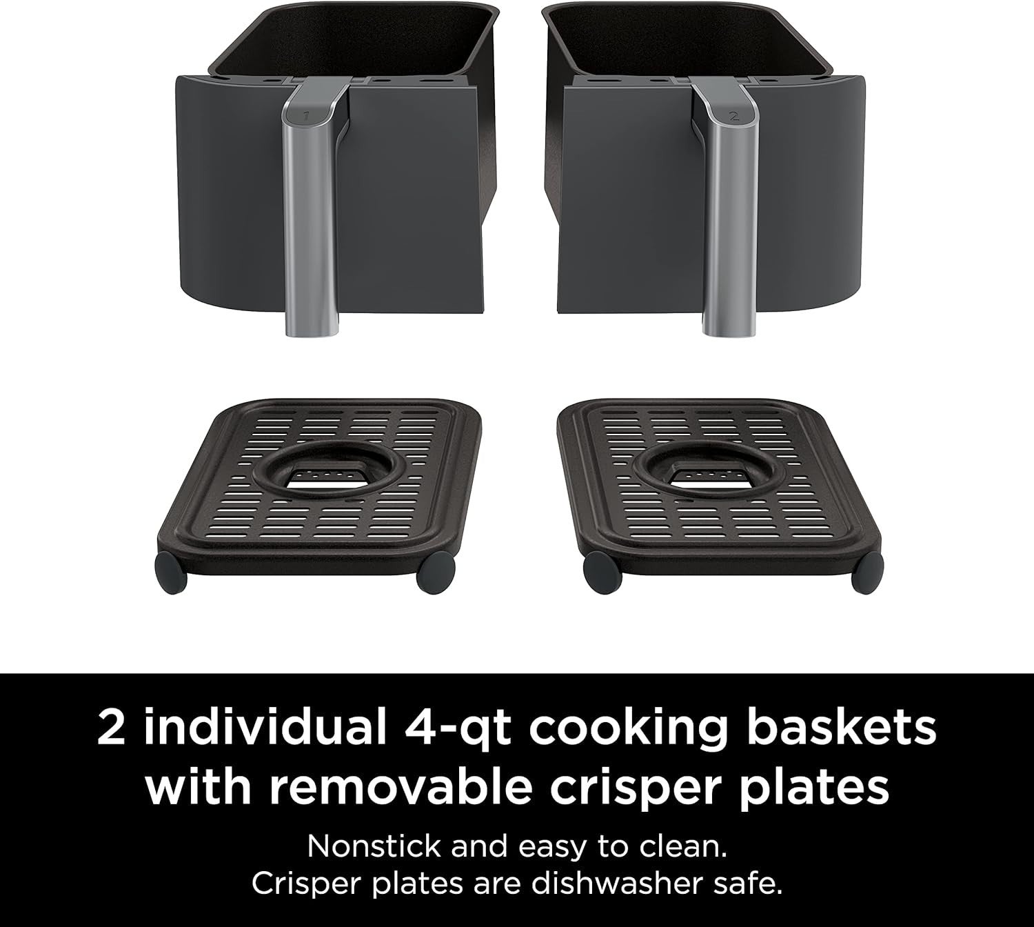 8-Qt Dual Basket Air Fryer | 6-in-1 Smart Finish Cooker | Family Size XL Crisp