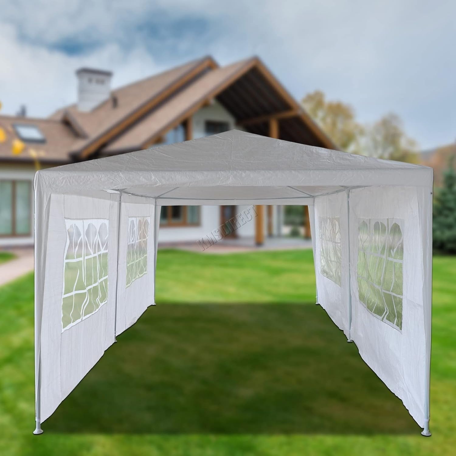 3x6M Steel Frame Gazebo With 6 Sidewalls Waterproof Garden Party Tent White