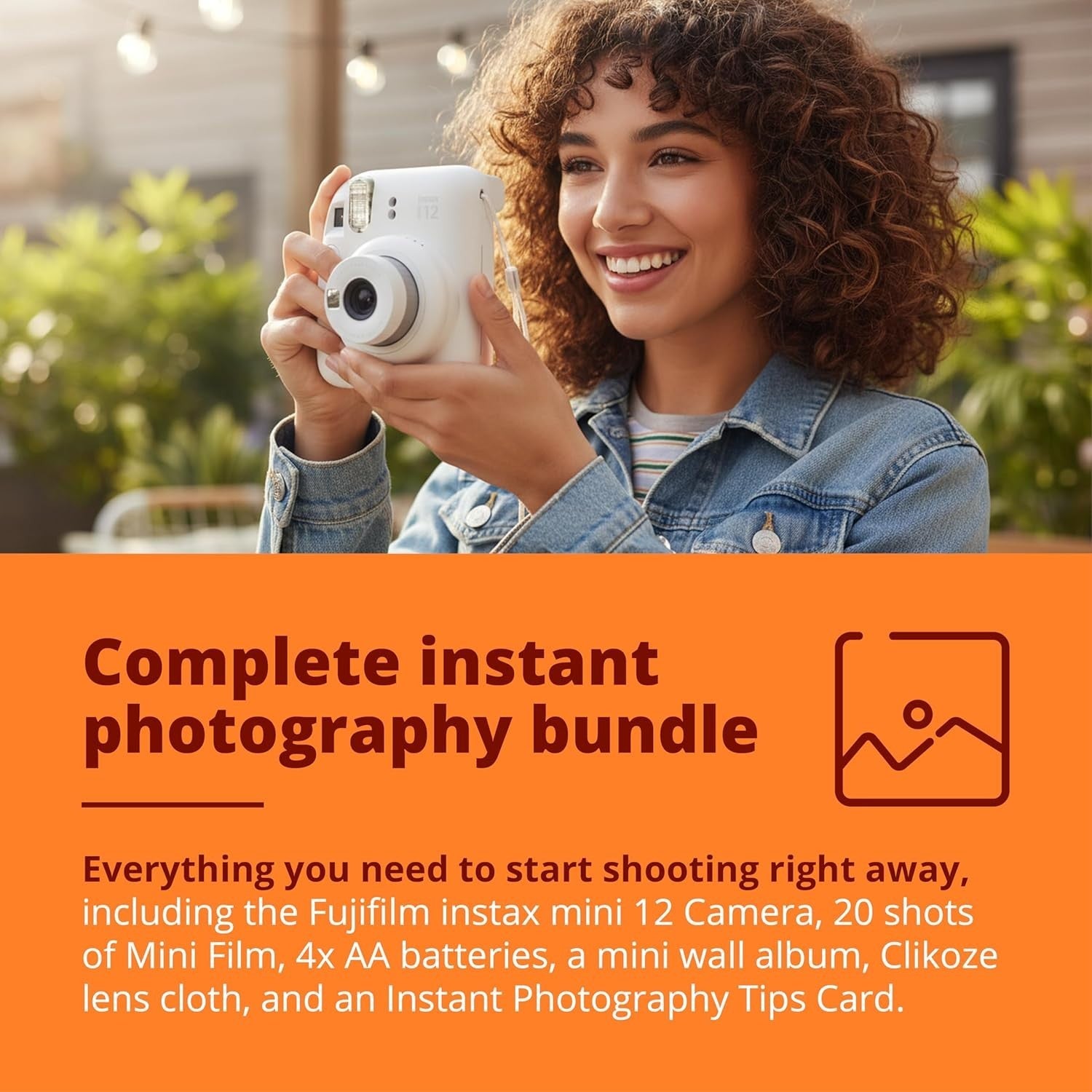 Instant Camera Bundle White 20 Film Shots Wall Album Selfie Lens