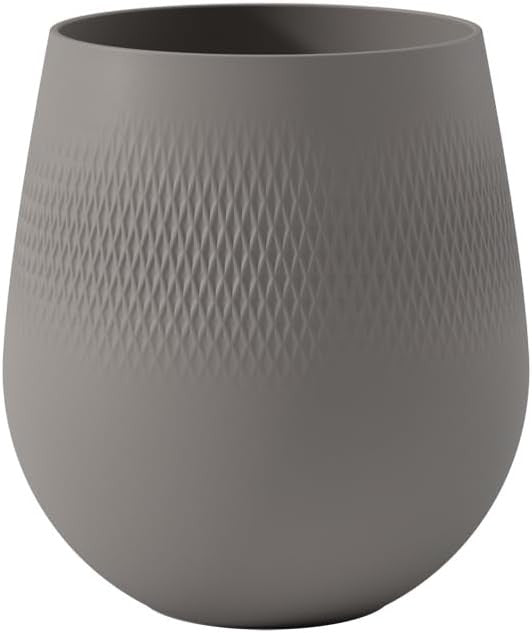 Villeroy & Boch - Manufacture Collier Taupe, Large vase Carré, 23 cm, Premium Po