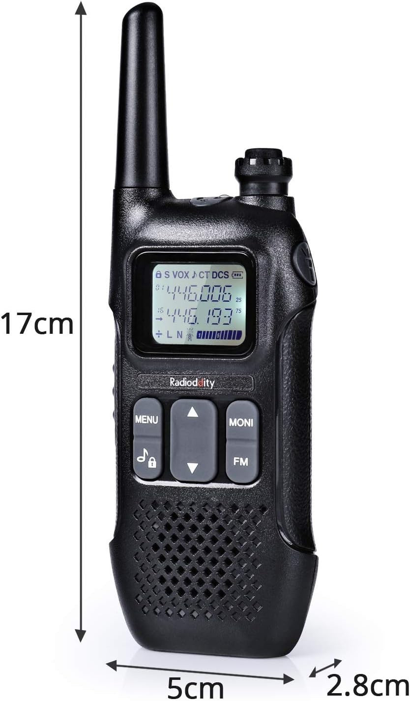 PMR446 Walkie Talkies 4km Range Rechargeable LCD Display 2 Pack