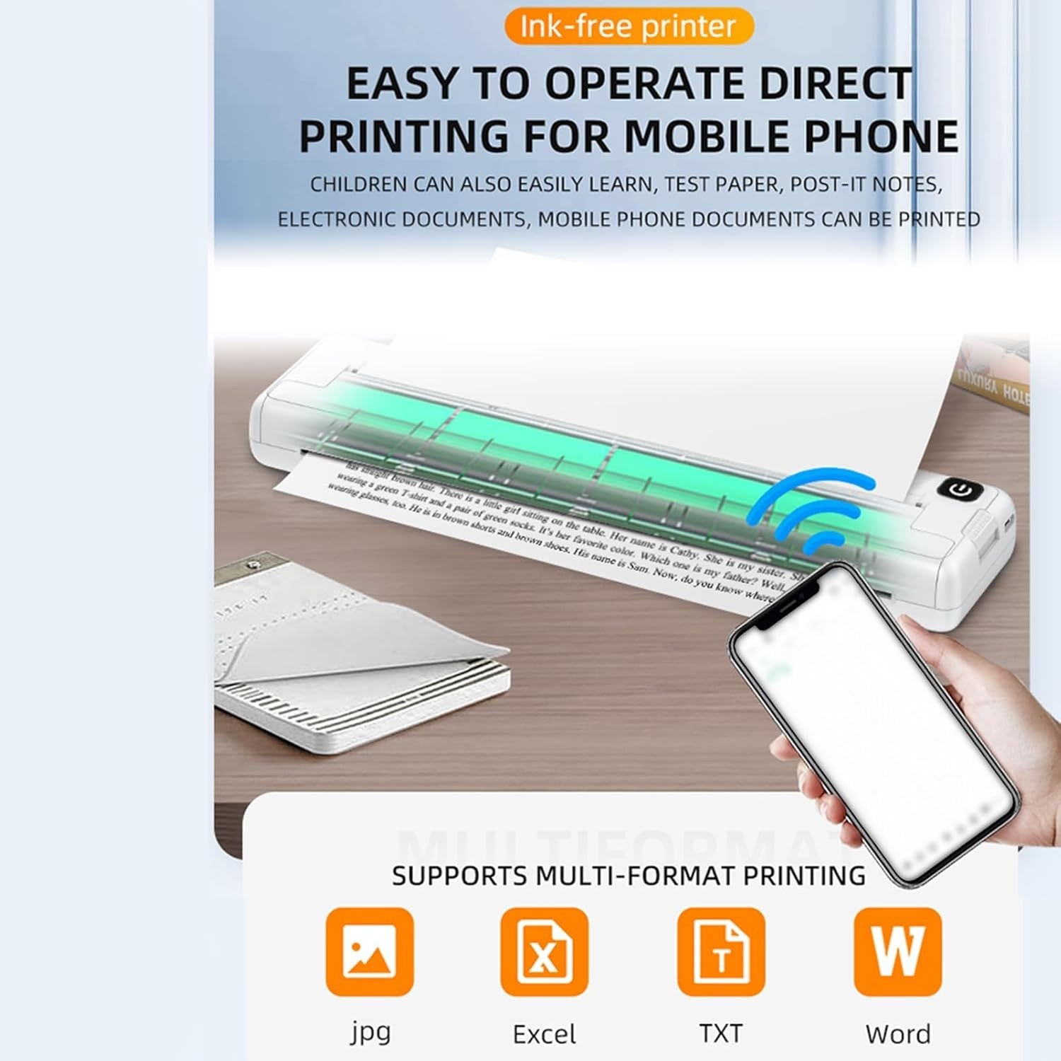 Portable Thermal Printer Wireless A4 Mobile Printer