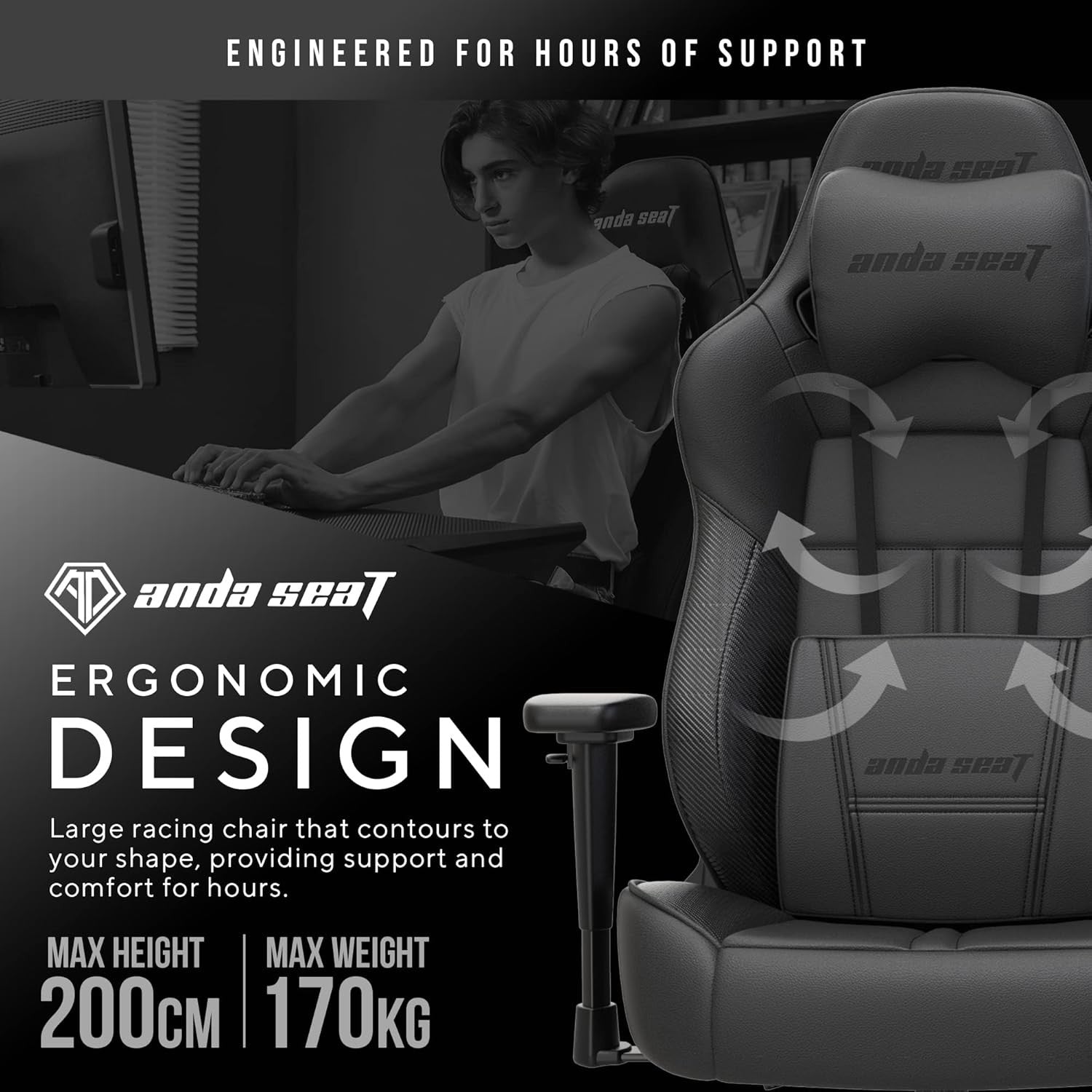 Ergonomic Gaming Chair Reclining PVC Leather w/ Lumbar Support