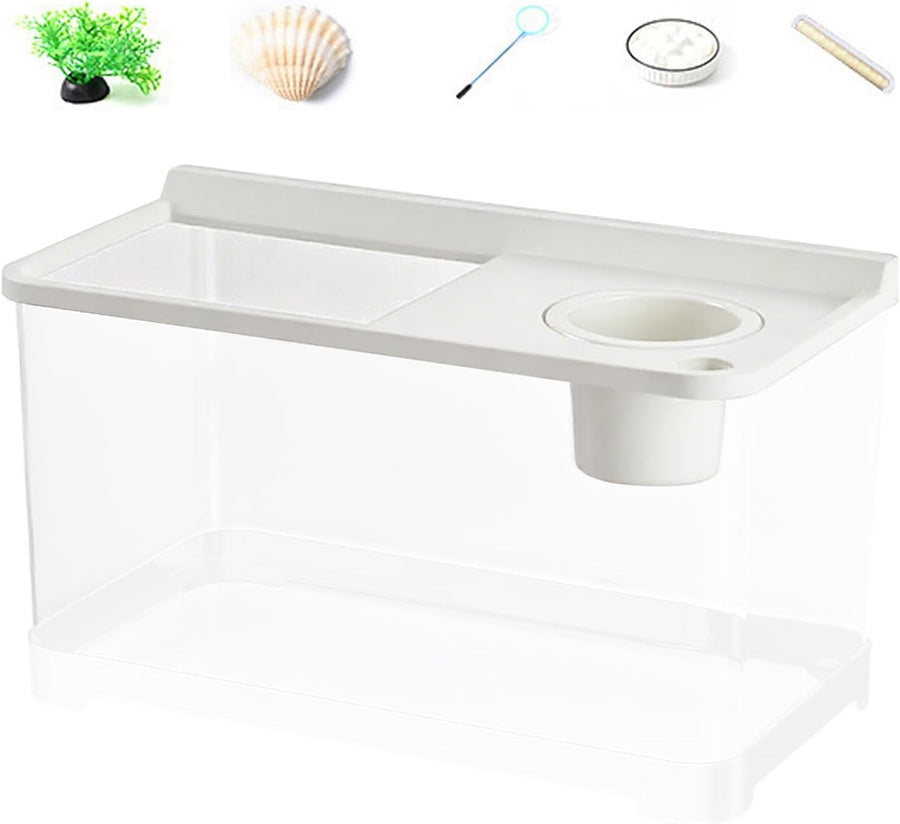Betta Fish Tank 3-Color LED Aquarium 360° Viewing Desk Living Room