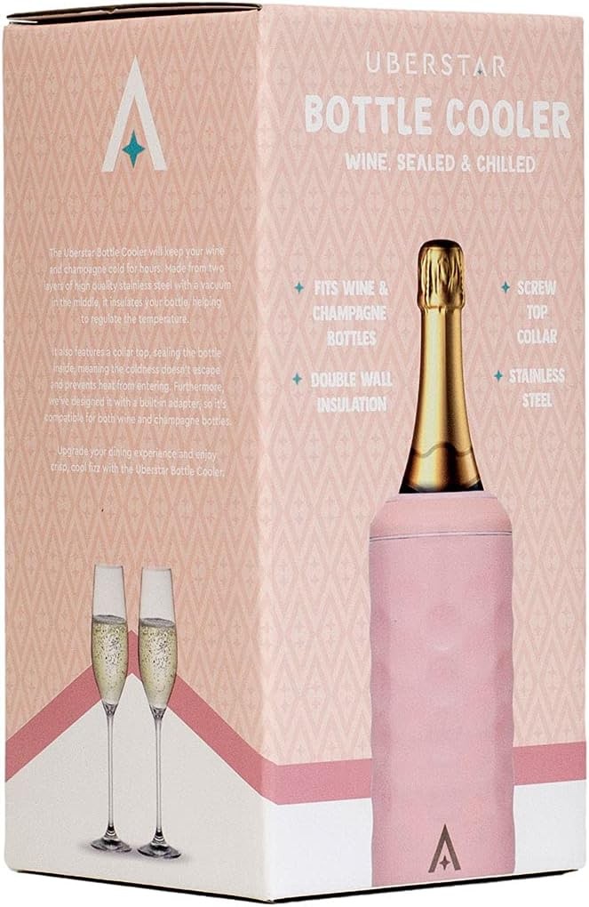 Wine Bottle Cooler Pink Stainless Steel Double Wall Vacuum Chiller Gift