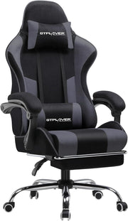 Fabric Gaming Chair Massage Ergonomic Reclining Office Chair Grey