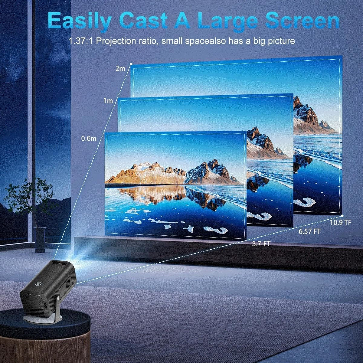 Mini Smart Projector Android 11 1080P 4K Support WiFi 6 Bluetooth