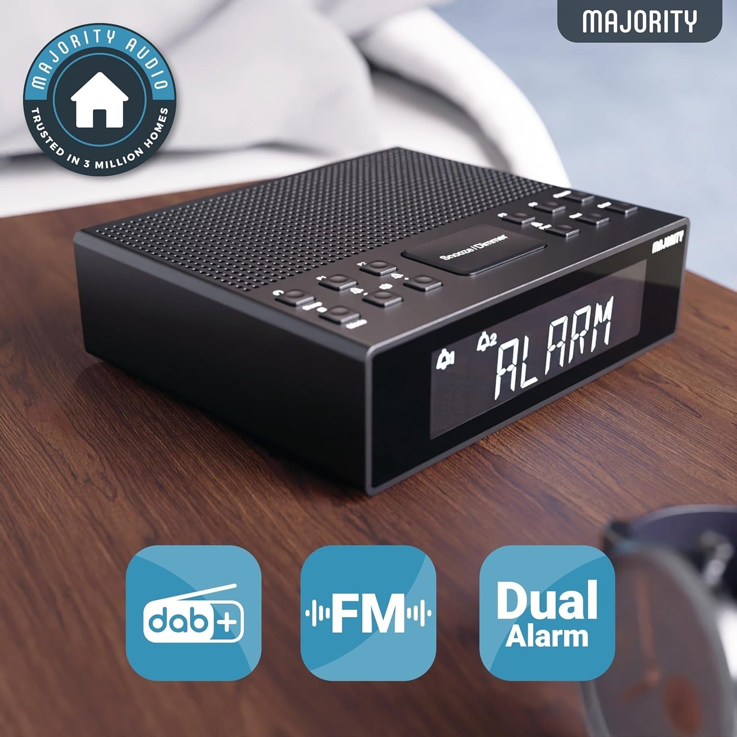 DAB+ FM Bedside Radio Bluetooth Alarm Clock USB High Volume