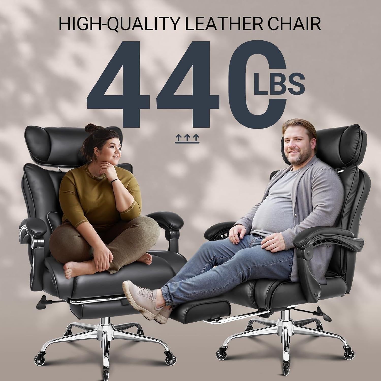 XXL Office Chair Recliner Big & Tall Ergonomic PU Leather Gaming Desk Seat