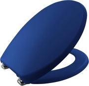 Toilet Seat Marine Blue Thermoplastic Non-Slip Chrome Hinges 145–165mm