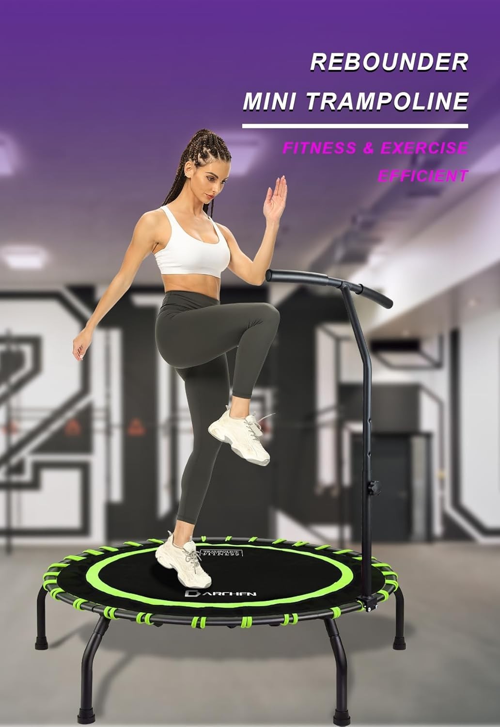 Adult Indoor Exercise Trampoline 150KG Rebounder Quiet Bungee 100cm