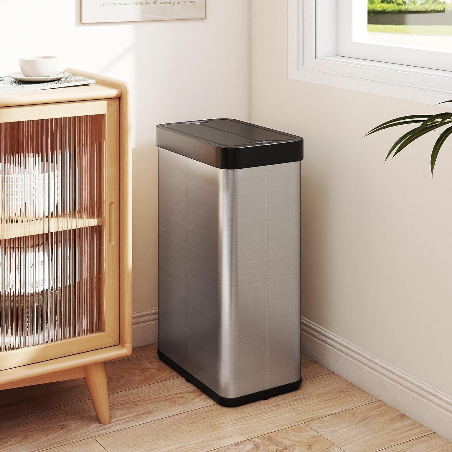 60L Sensor Kitchen Bin Touchless Stainless Steel Soft Close