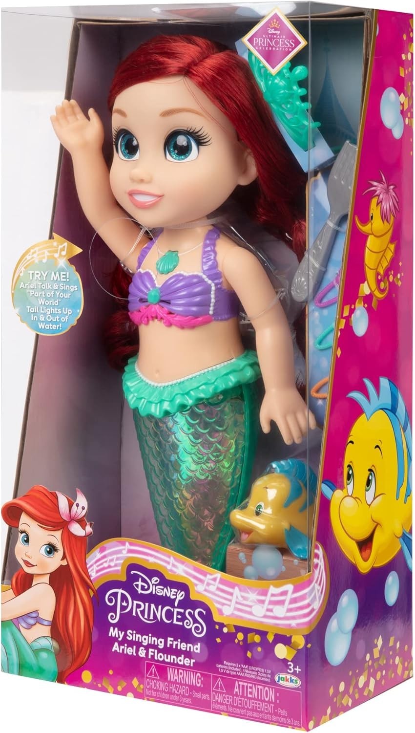 14in Singing Mermaid Doll Light-Up Tail Bath Toy Hair Accessories