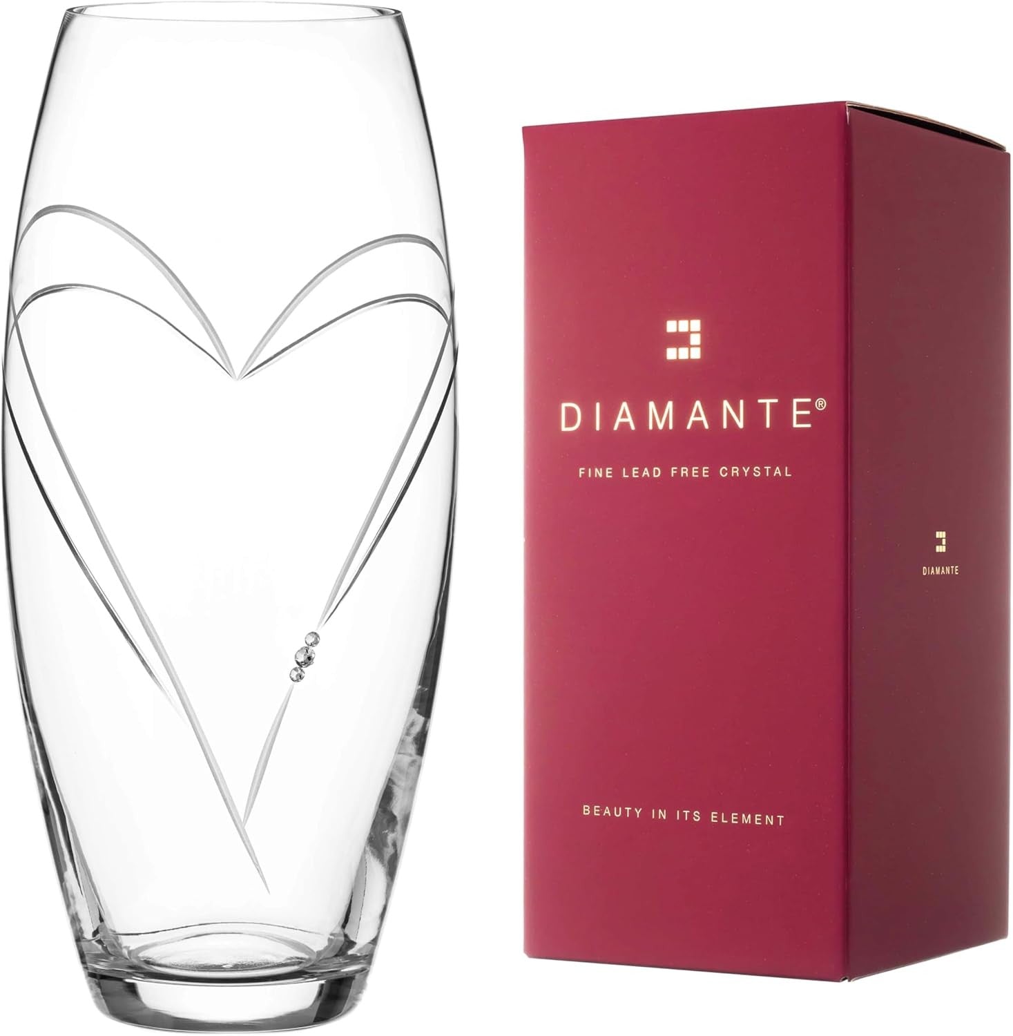 Crystal Heart Vase 30cm Luxury Glass Flower Vase Wedding Gift Centrepiece