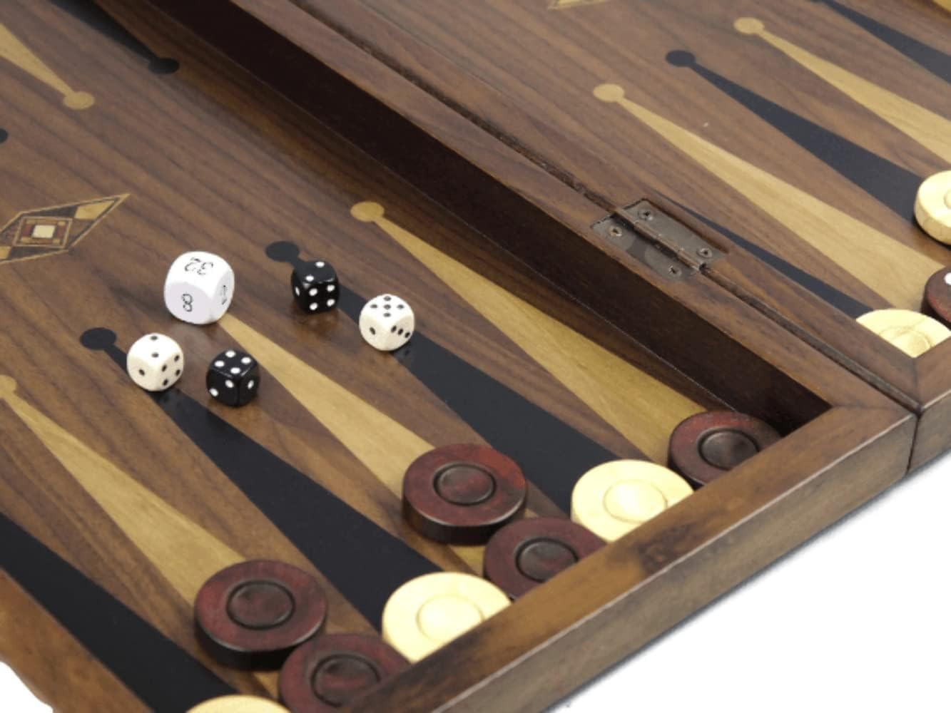 20” Tournament Backgammon Set Solid Wooden Foldable Board Luxury Game
