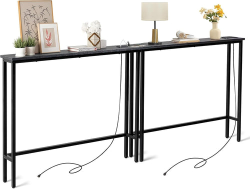 Slim Console Table with USB Ports, Power Outlets & Charging Hub