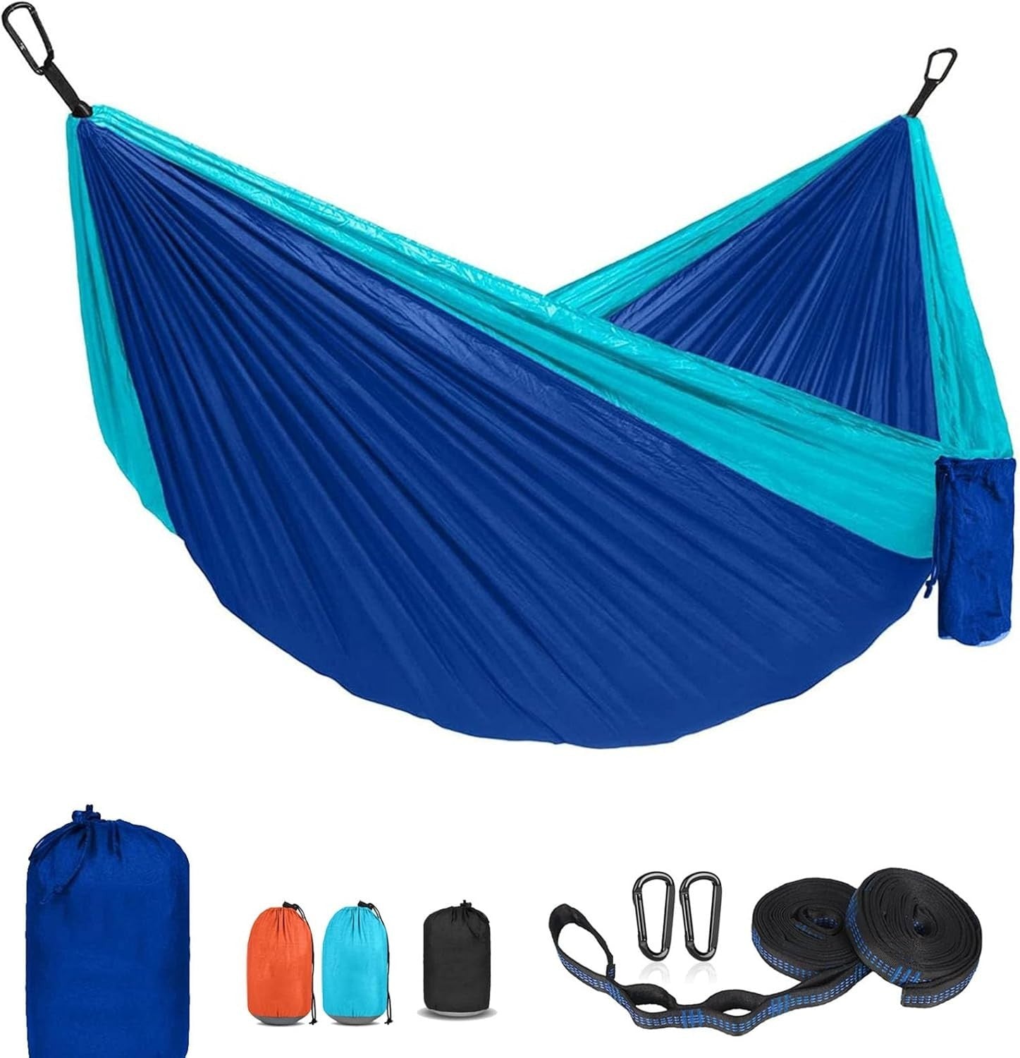Double Camping Hammock 2-Person 600lb Heavy Duty Portable Outdoor Blue