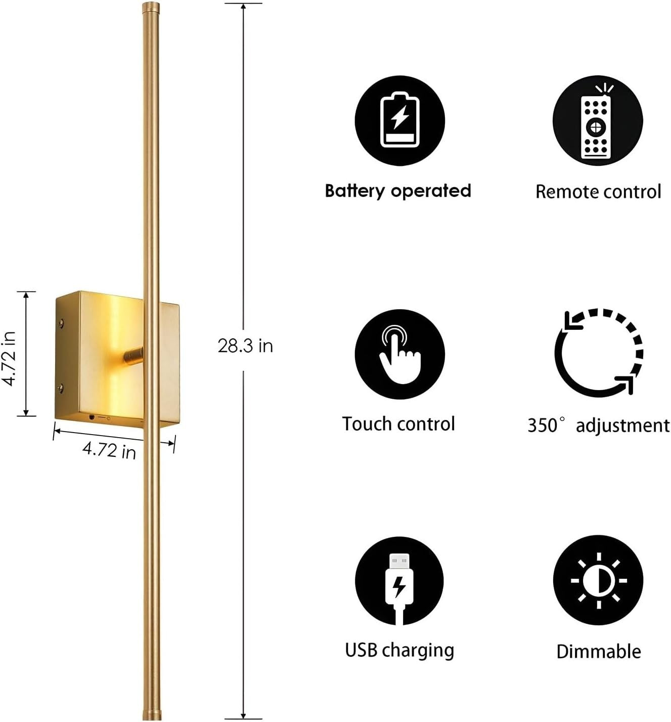 Wireless Battery LED Wall Sconces Set of 2 with Remote
