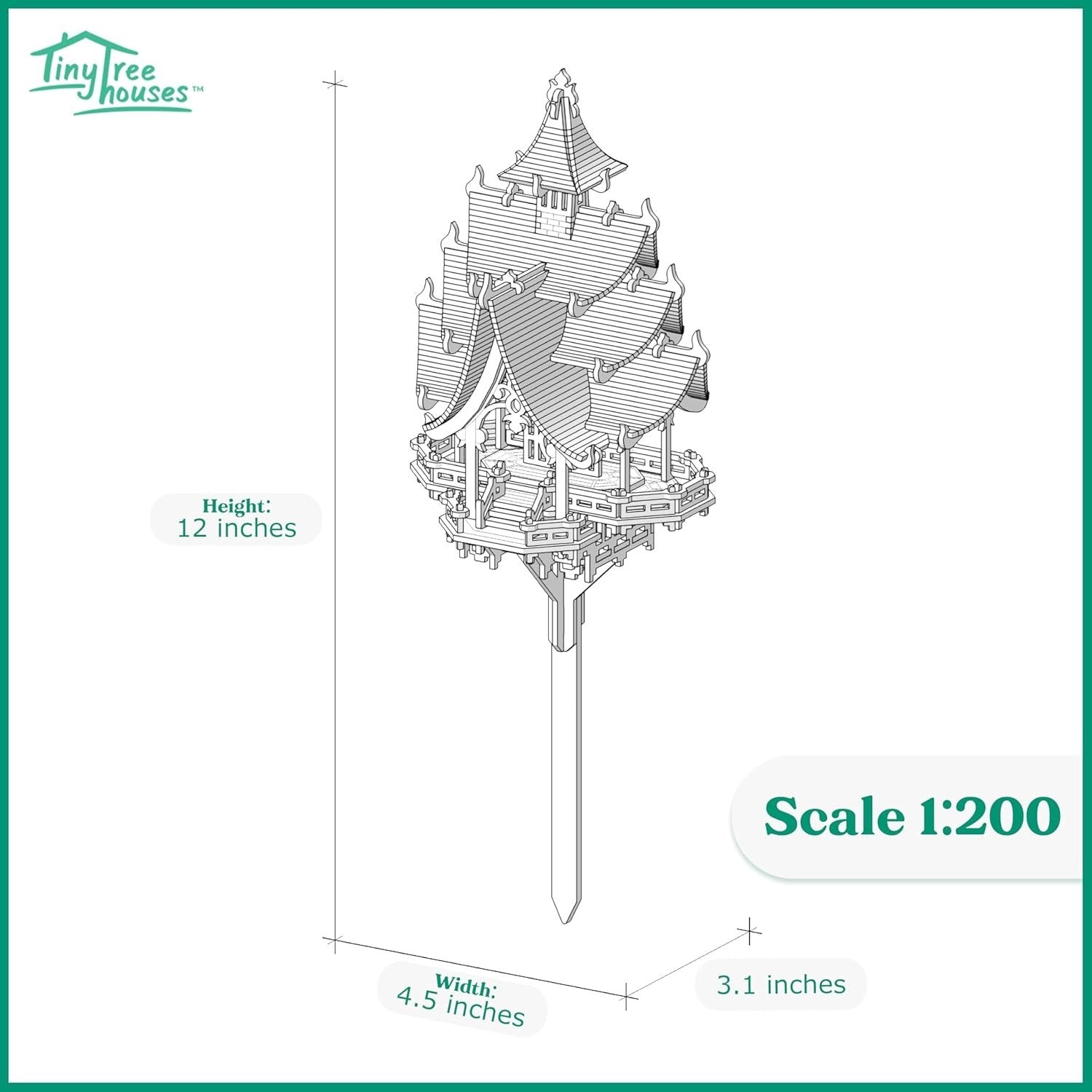 3D Wooden Temple Puzzle w/ LED Lights – 83pc DIY Plant Decor Kit Gift