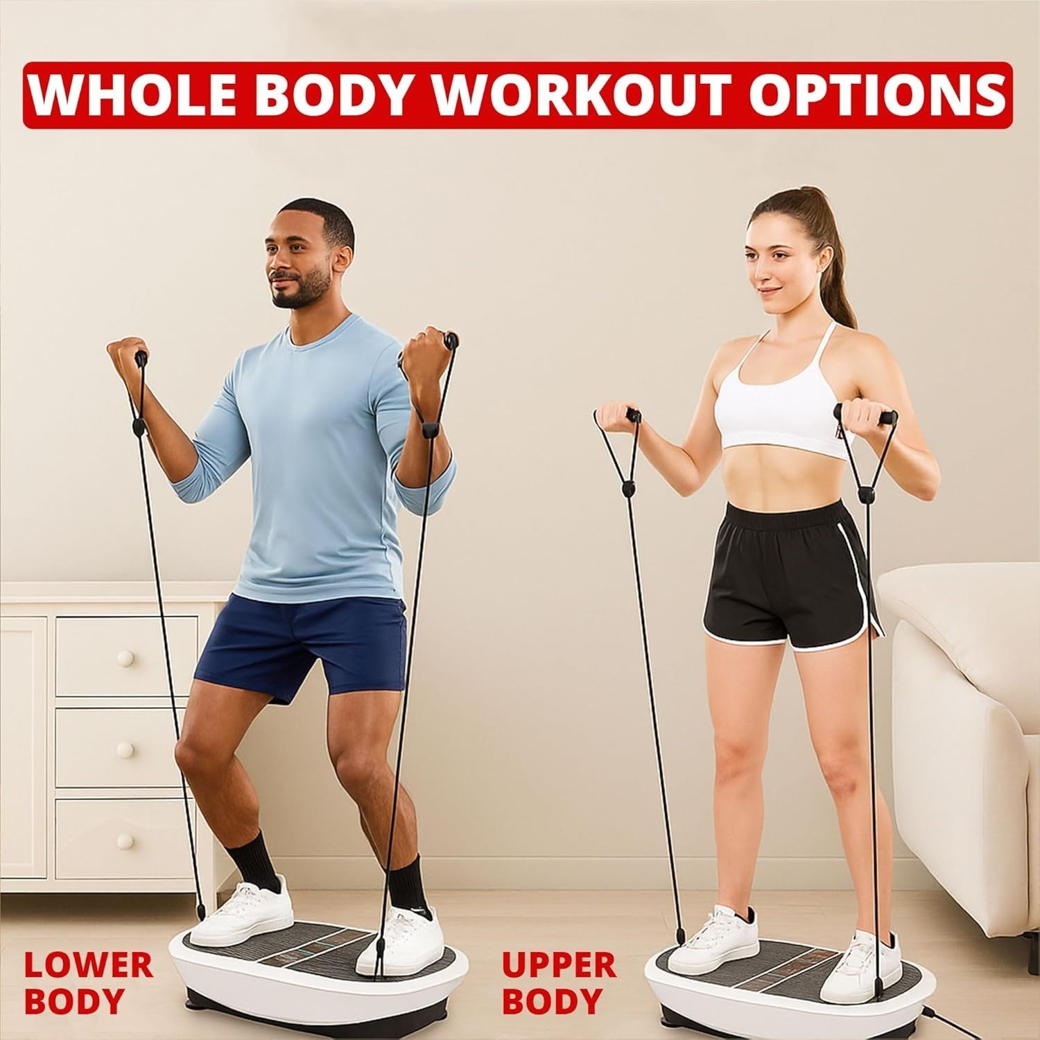 Black White XL 3D Vibration Plate Dual Motor 80 Speeds 150kg Home Gym