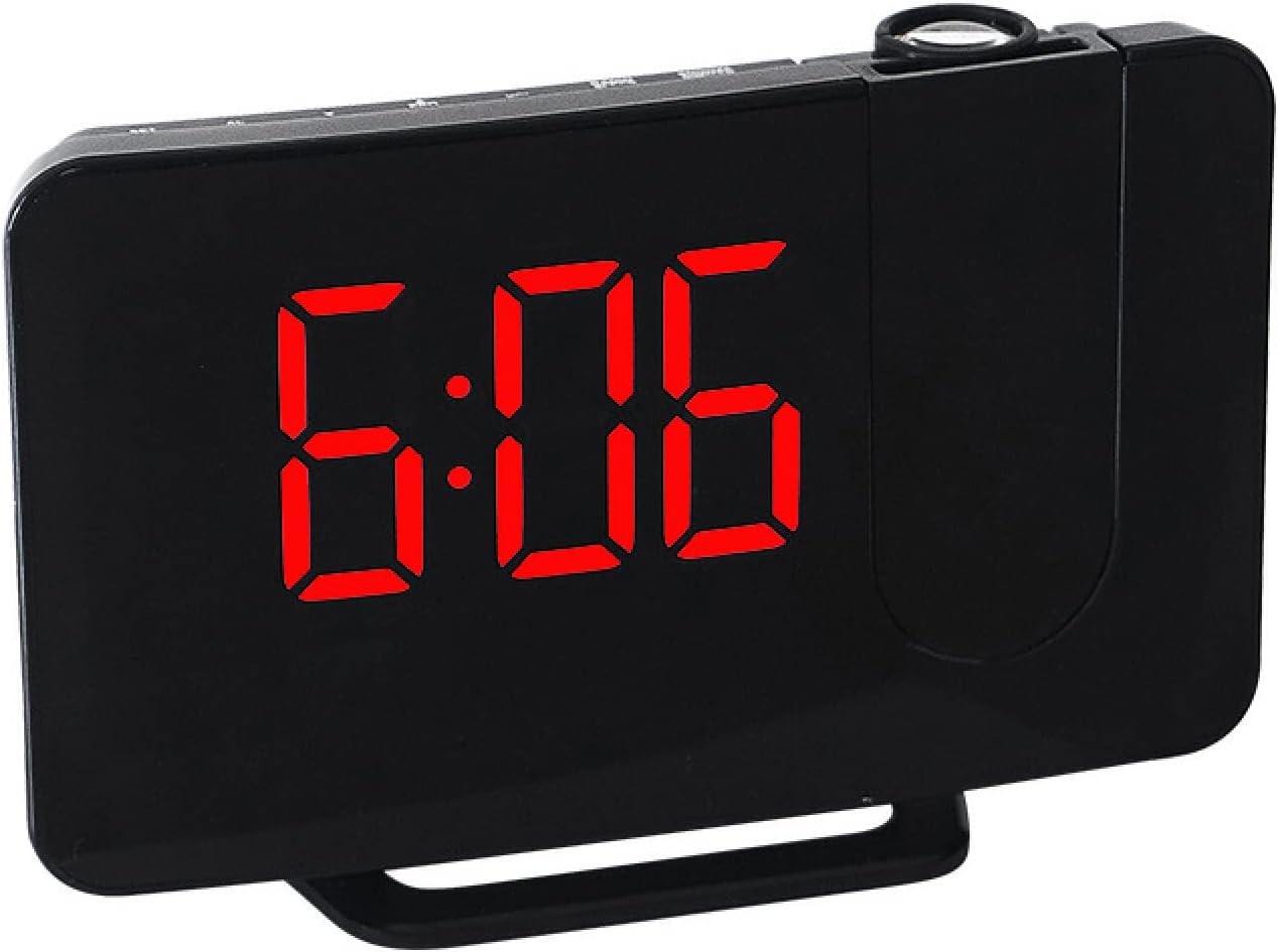 Projection Alarm Clock LED Digital FM Radio Snooze USB Desk Clock Red