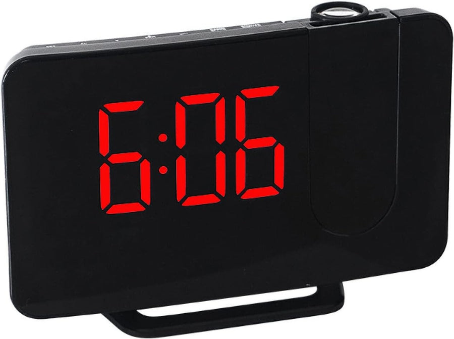 Projection Alarm Clock LED Digital FM Radio Snooze USB Desk Clock Red