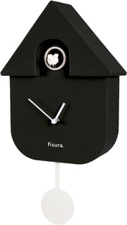 Silent Black Cuckoo Wall Clock Battery Operated Modern Pendulum Decor Gift