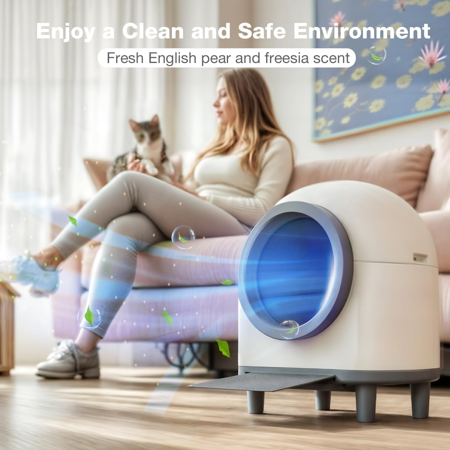 80L Automatic Cat Litter Robot Smart App Control Multi Cat Odor Free