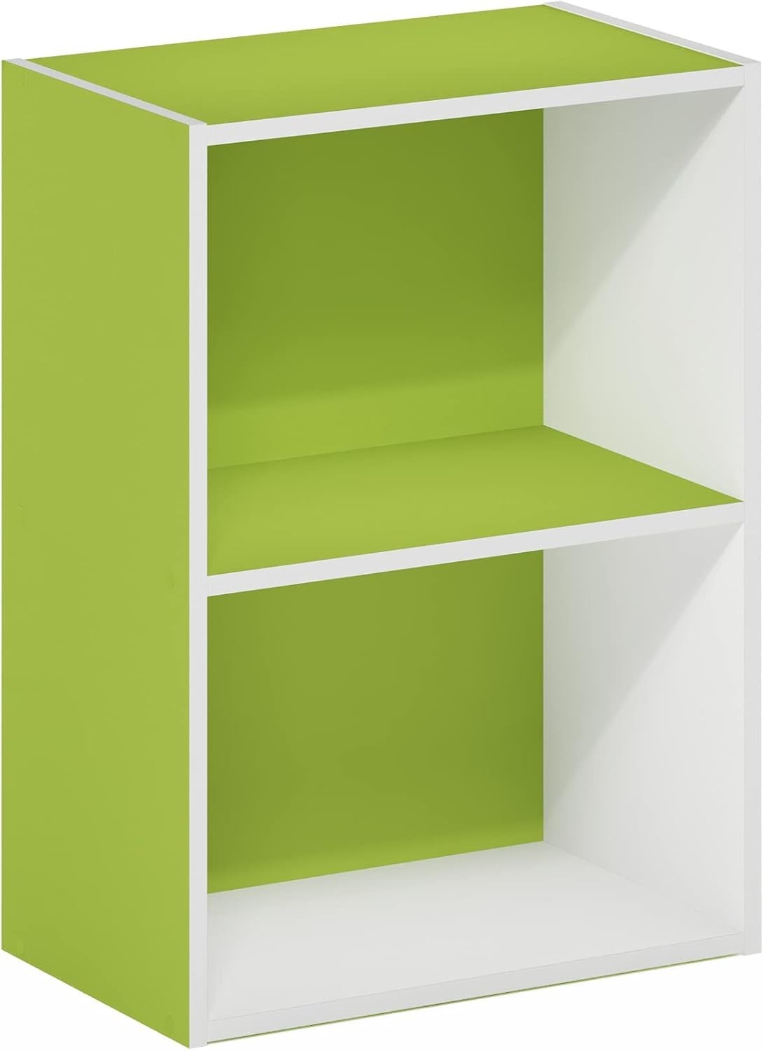 2 Tier Green Wooden Bookcase Small Storage Shelf Compact Organizer 39x24x54cm