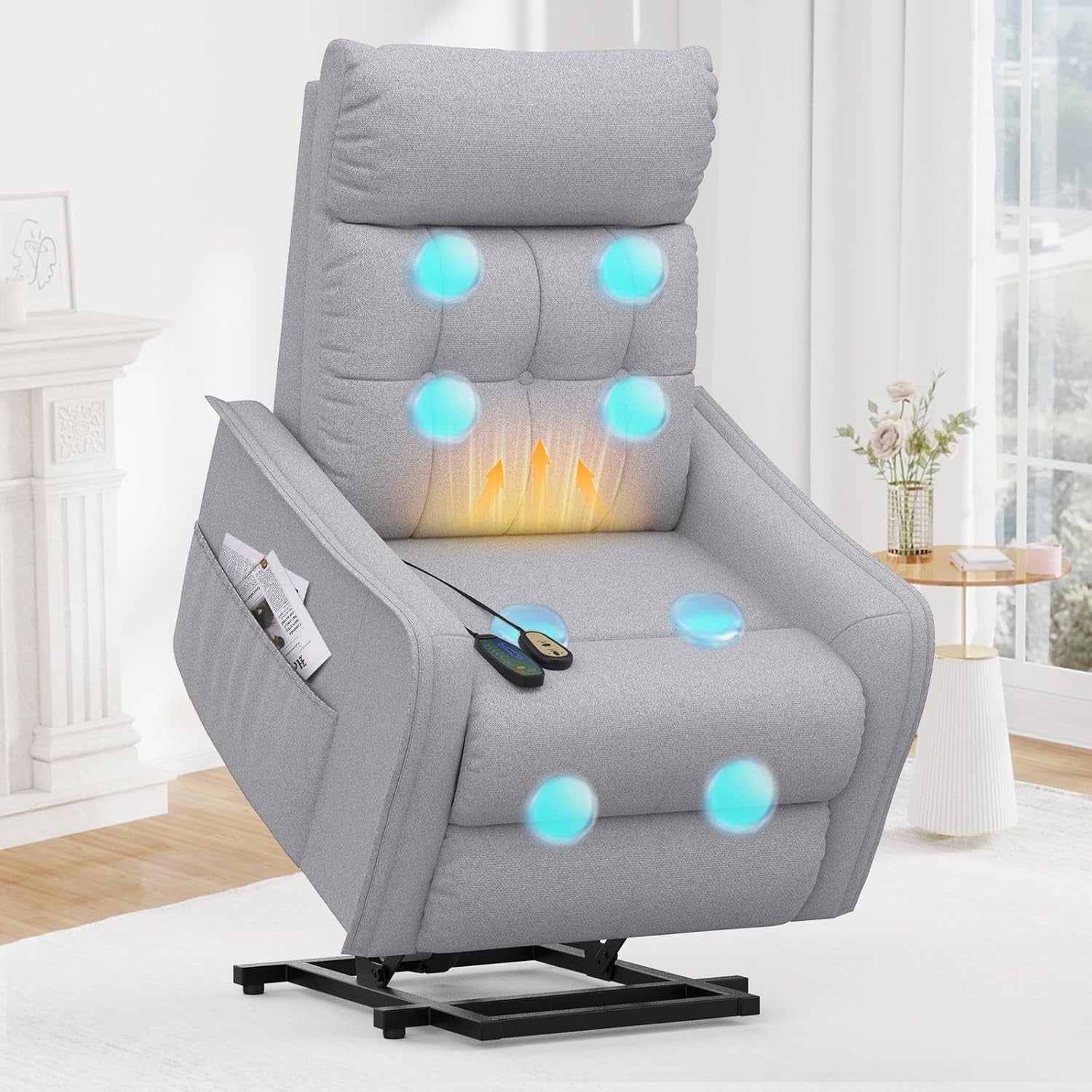 Light Grey Power Lift Recliner Chair Elderly Massage Heat Footrest Remote Sofa