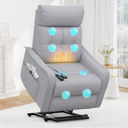 Light Grey Power Lift Recliner Chair Elderly Massage Heat Footrest Remote Sofa