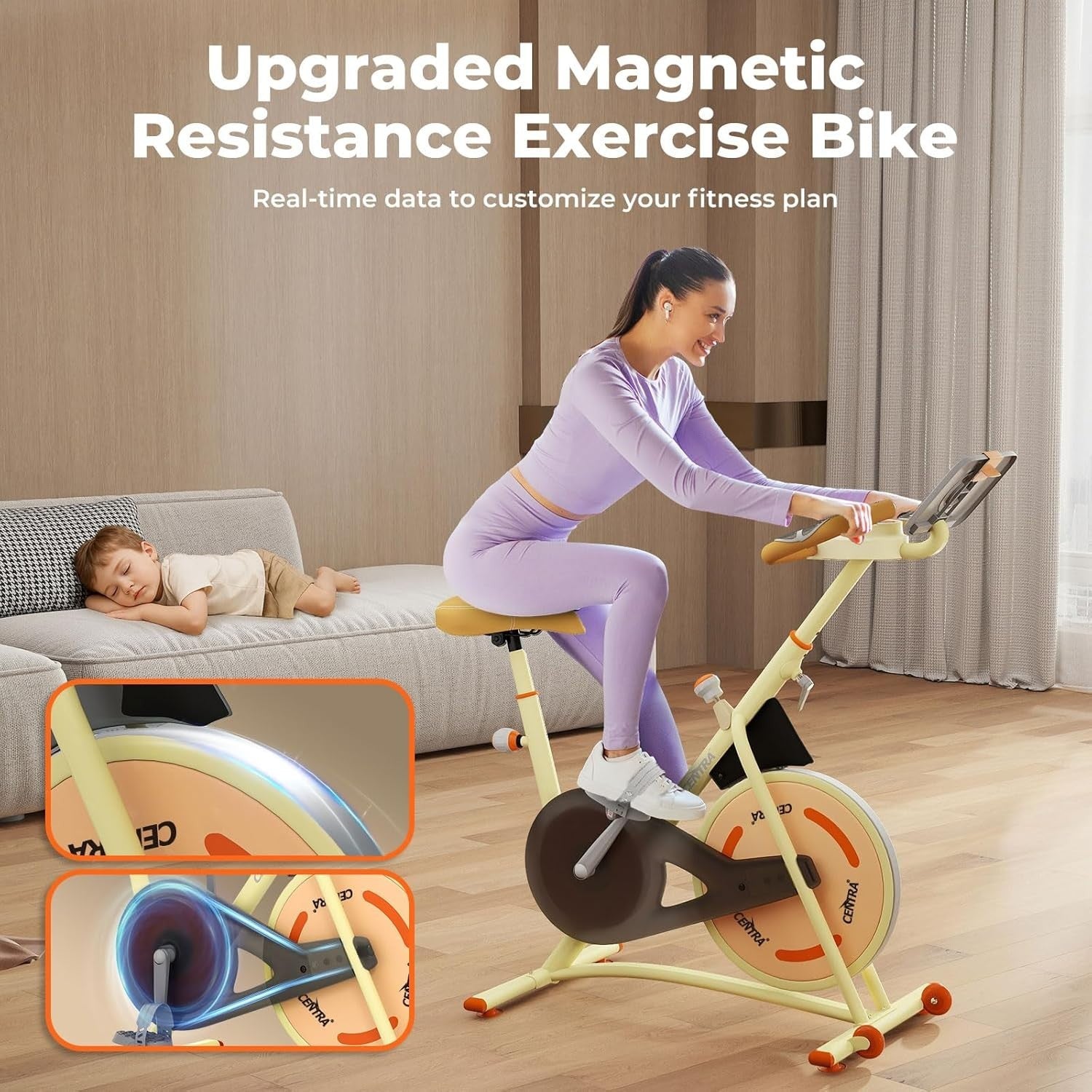 Silent Magnetic Exercise Bike w/ APP, LCD Display, Adjustable Seat, 120kg