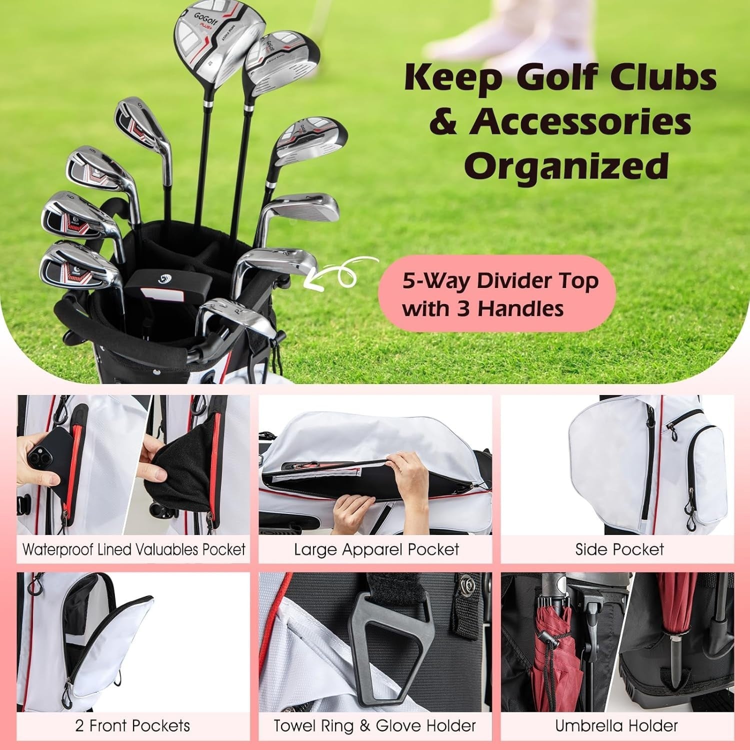 Women’s Right Hand Golf Clubs 12pc Complete Set 460cc Driver Stand Bag