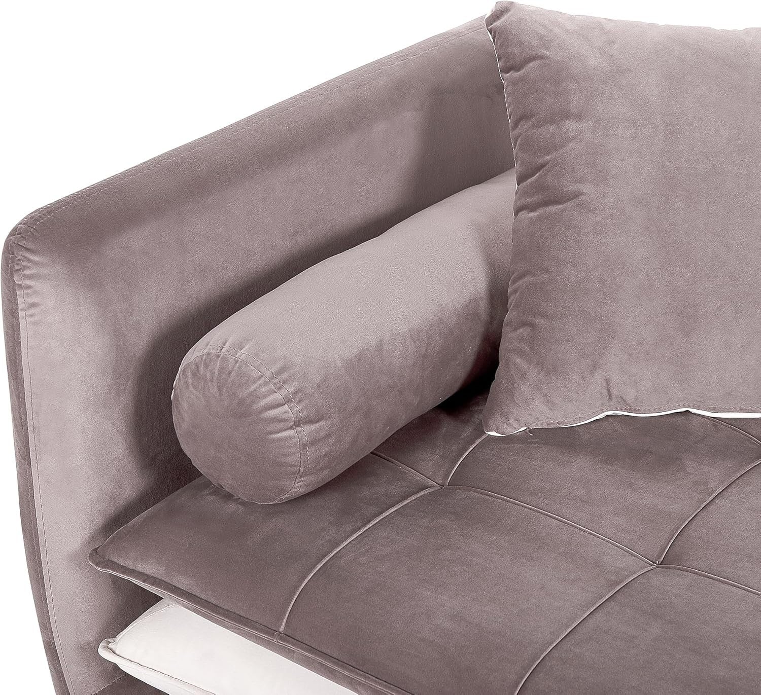 Brown Velvet Chaise Lounge Tufted Left Hand Sofa with Cushions Living Room