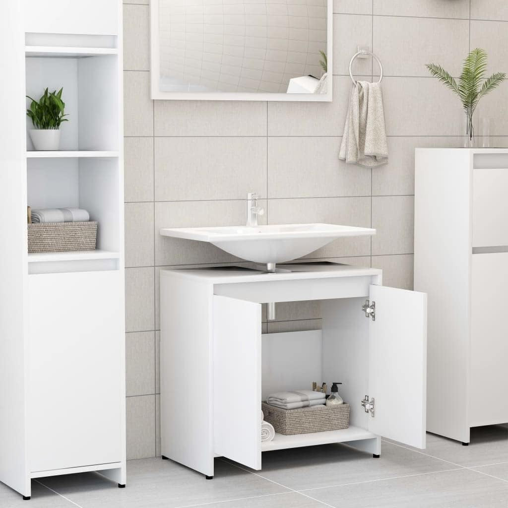 White Under Sink Bathroom Storage Cabinet Cupboard Unit 60x35x61cm