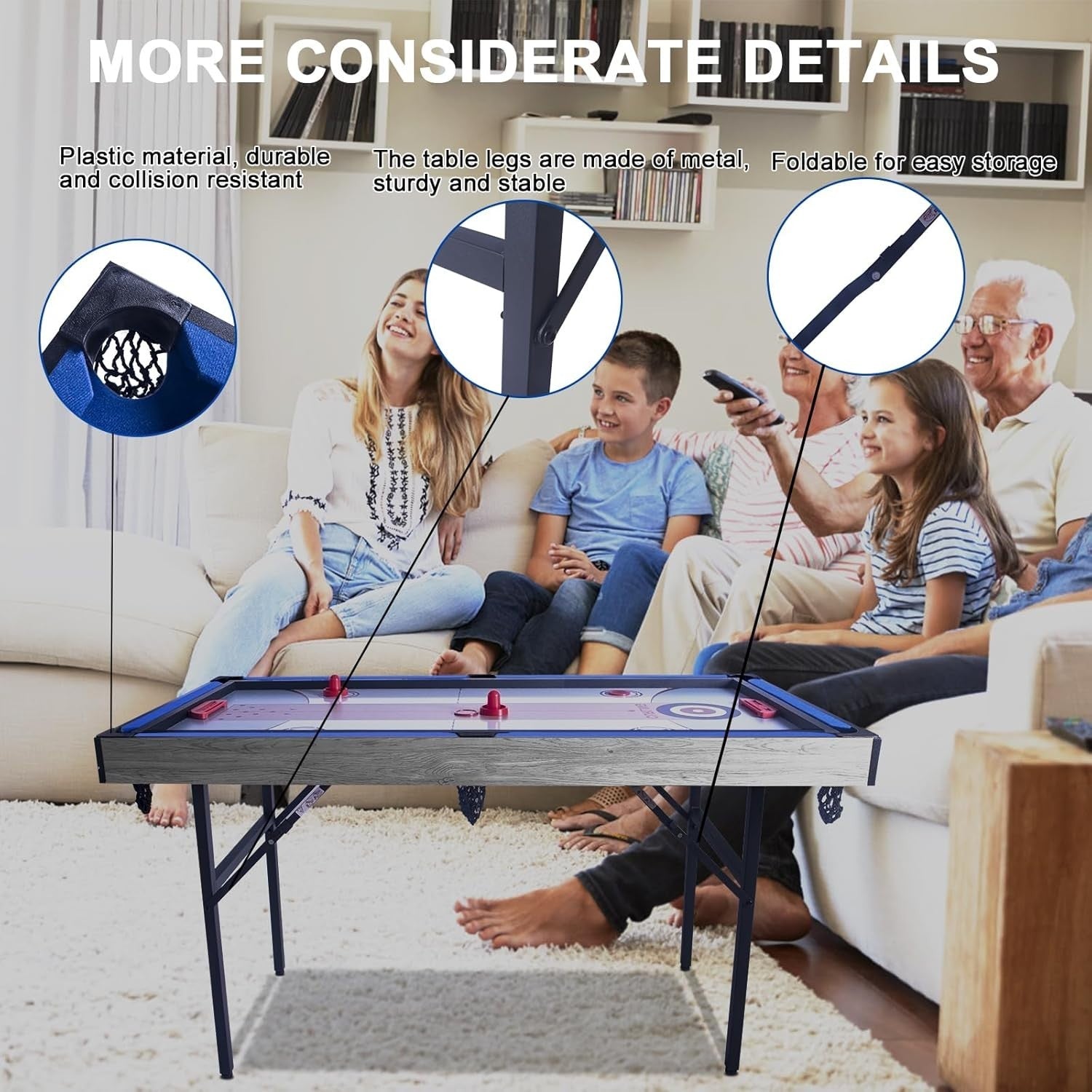 5 in 1 Folding Game Table Pool Hockey Tennis Bowling Family Play